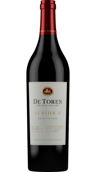 Bottle of De Toren Private Cellar Fusion V 2020 wine 750 ml