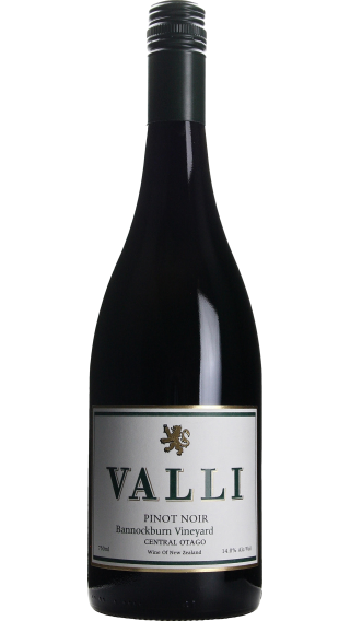 Bottle of Valli Bannockburn Vineyard Pinot Noir 2019 wine 750 ml