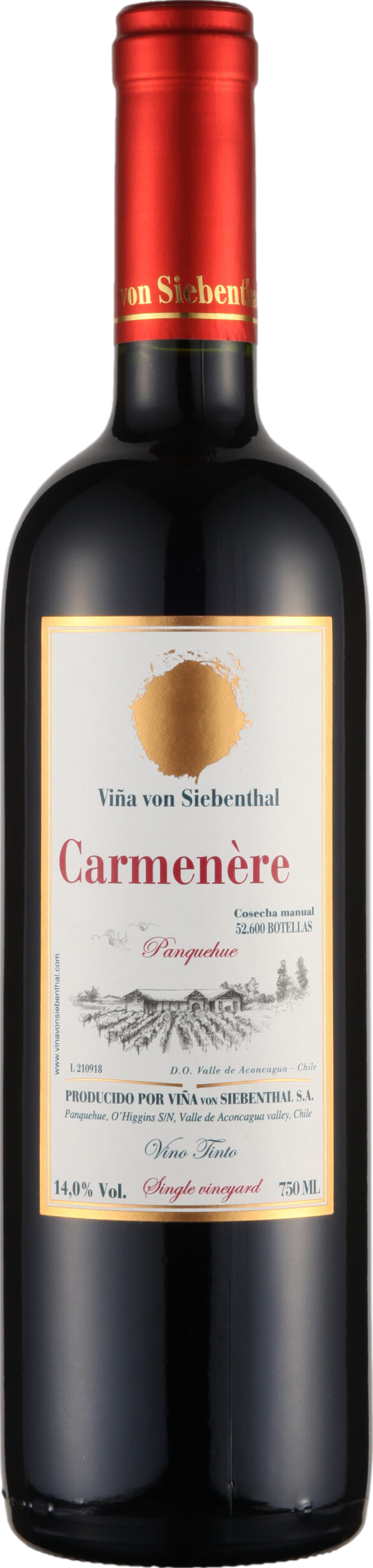 Image of Vina von Siebenthal Gran Reserva Carmenere 2019